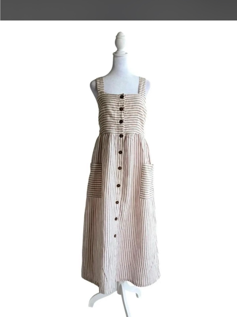 Artisan Ny Striped 100% Linen Maxi Dress - Size 8